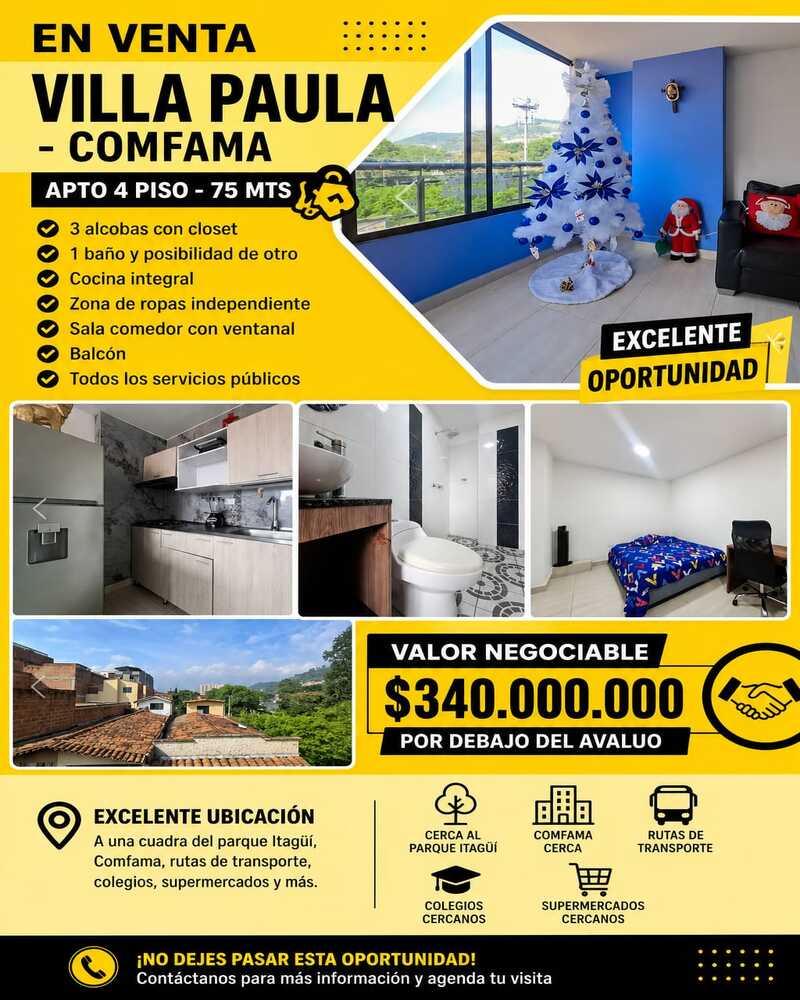 APARTAMENTO EN VILLA PAULA-COMFAMA EN ITAGUI